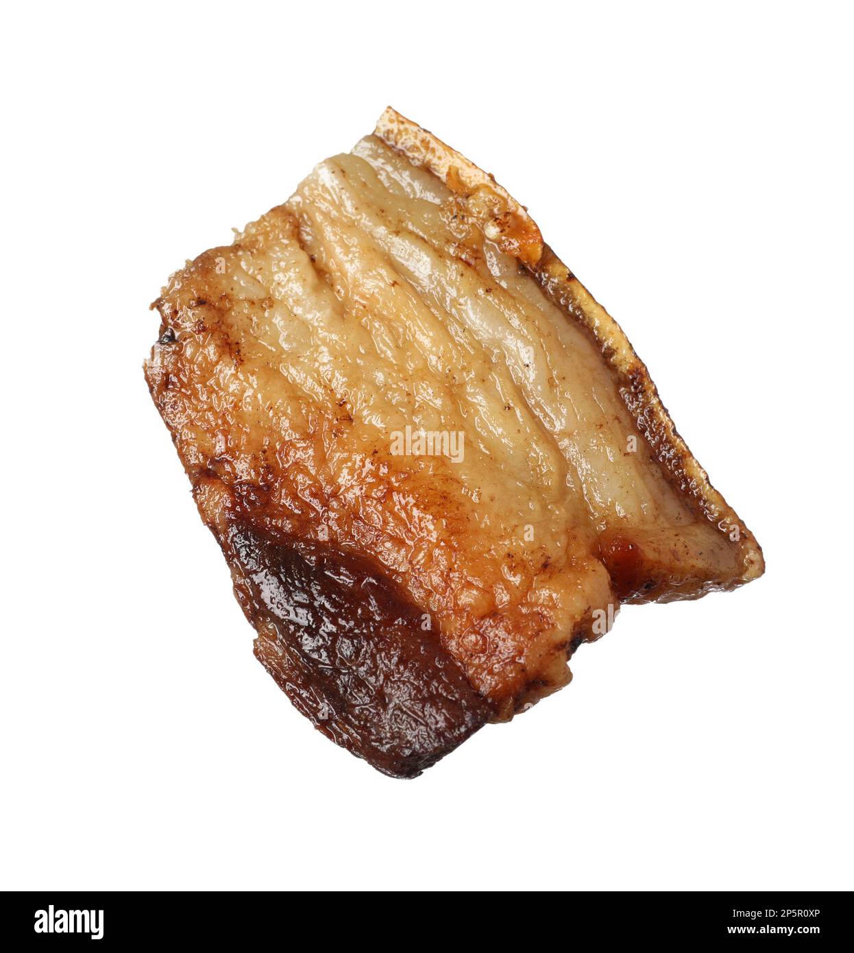 Tasty fried pork lard isolated on white Stock Photo Alamy