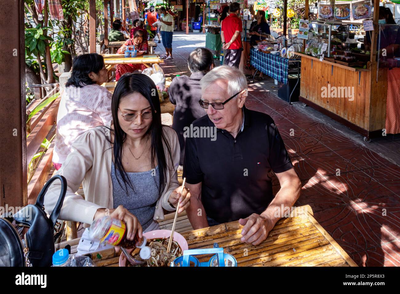 Tourists at Song Klong Floating Market, Bangkok, Thailand Stock Photo