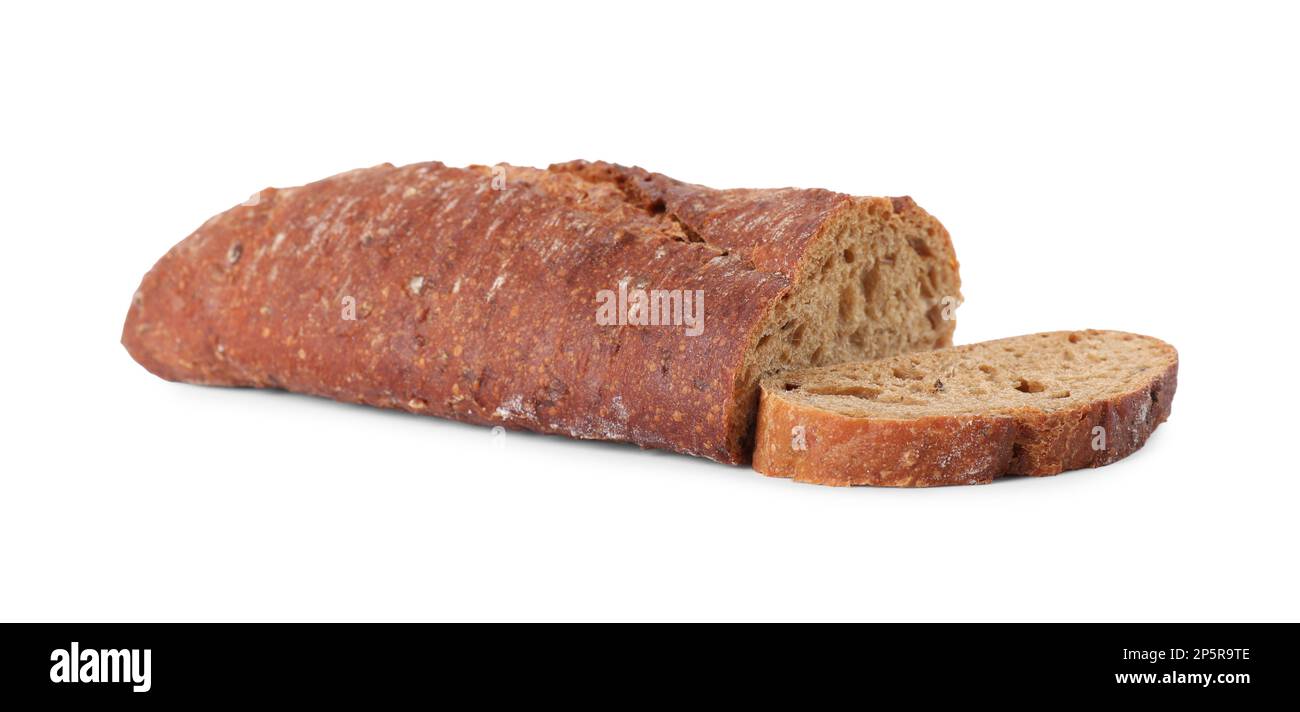 Pieces of fresh buckwheat baguette on white background Stock Photo Alamy