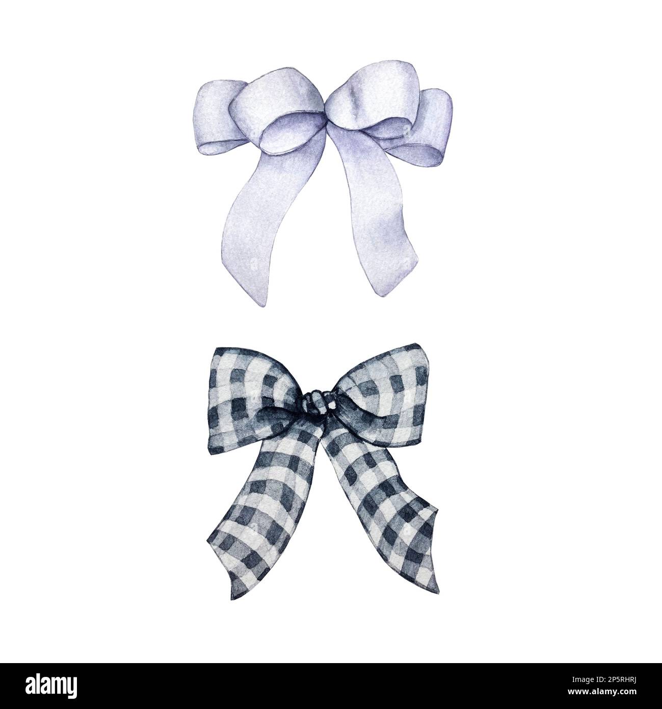 Red And White Checkered Gingham Ribbon Bow Watercolour