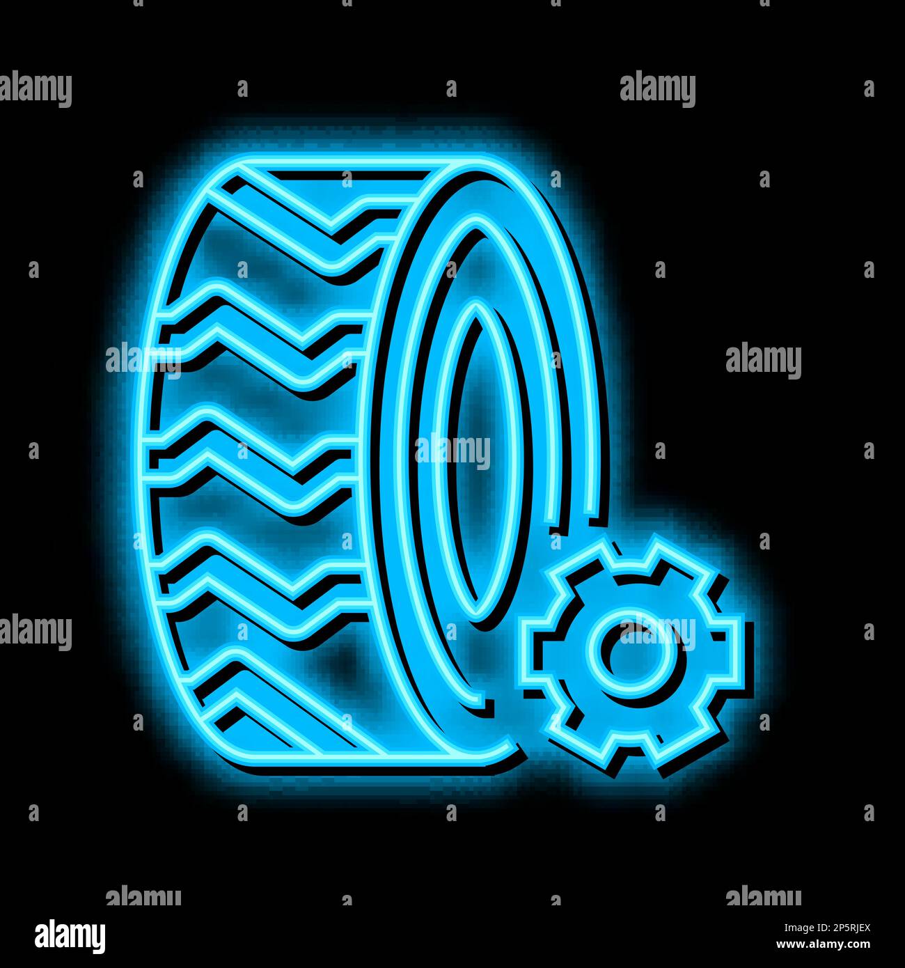 industrial tires neon glow icon illustration Stock Vector