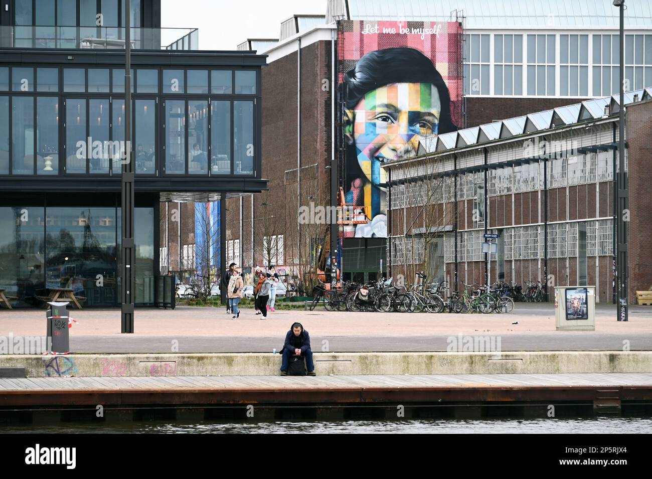 Anne Frank Portrait On The Facade Of The Straat Museum, NDSM Plein ...