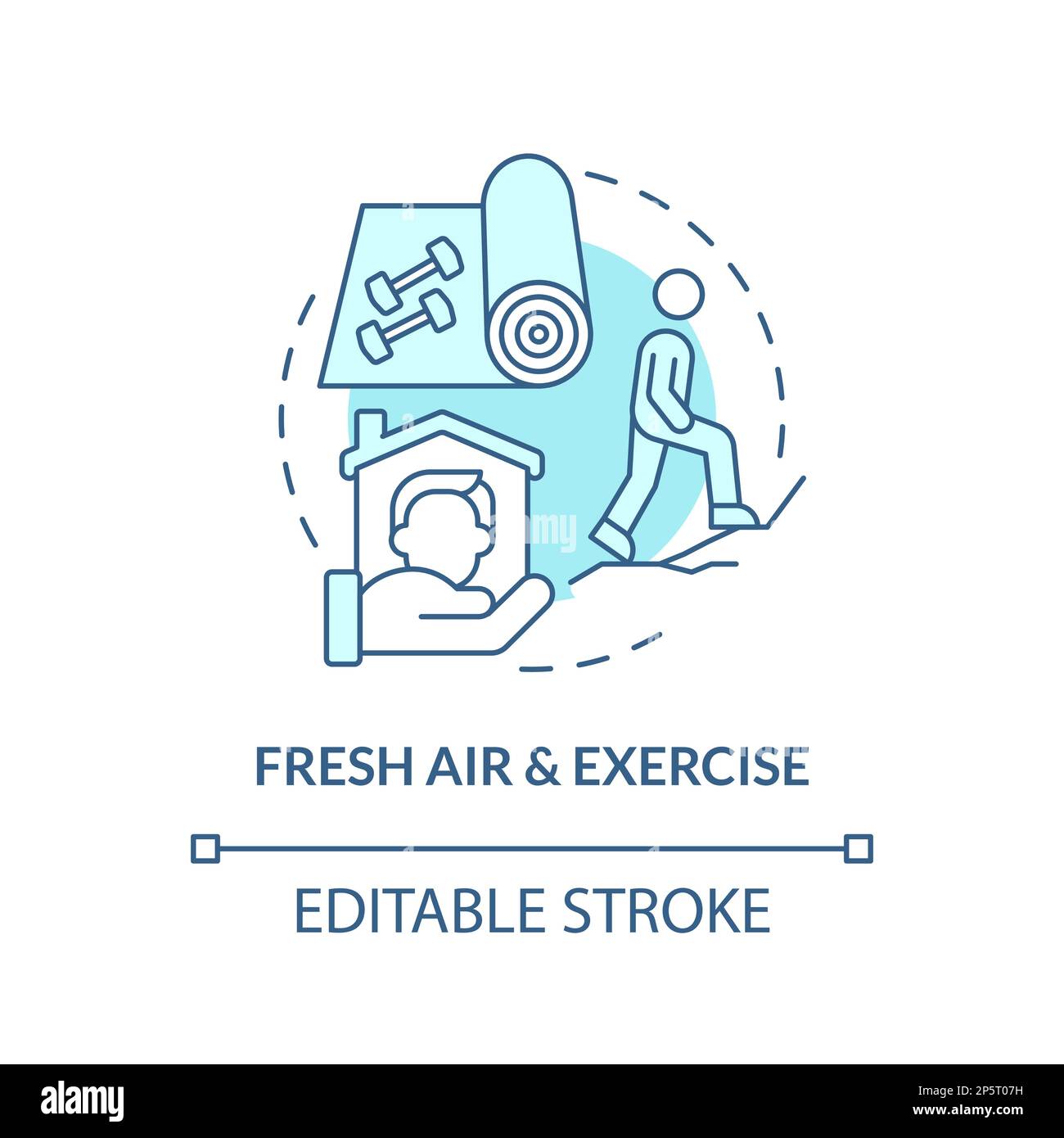 Fresh air and exercise blue concept icon Stock Vector