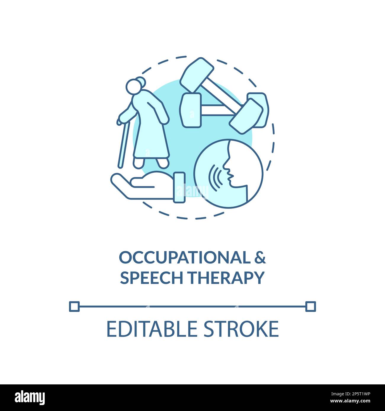 Occupational and speech therapy blue concept icon Stock Vector