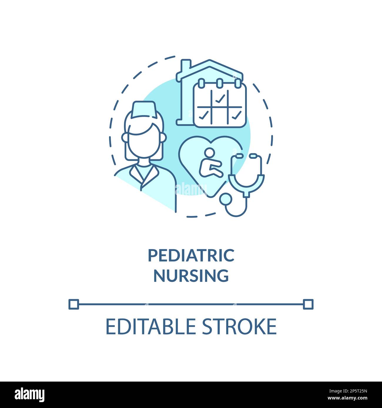 Pediatric nursing blue concept icon Stock Vector