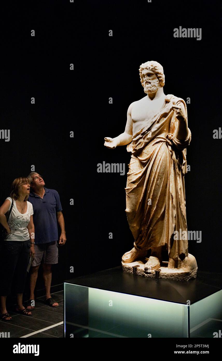 L´ Escala. Museum of Ampuries ruins. Original sculpture of Asklepiós ...