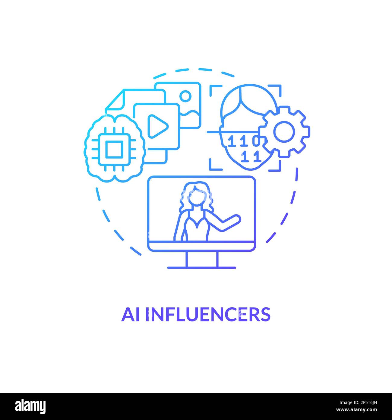 AI influencers blue gradient concept icon Stock Vector