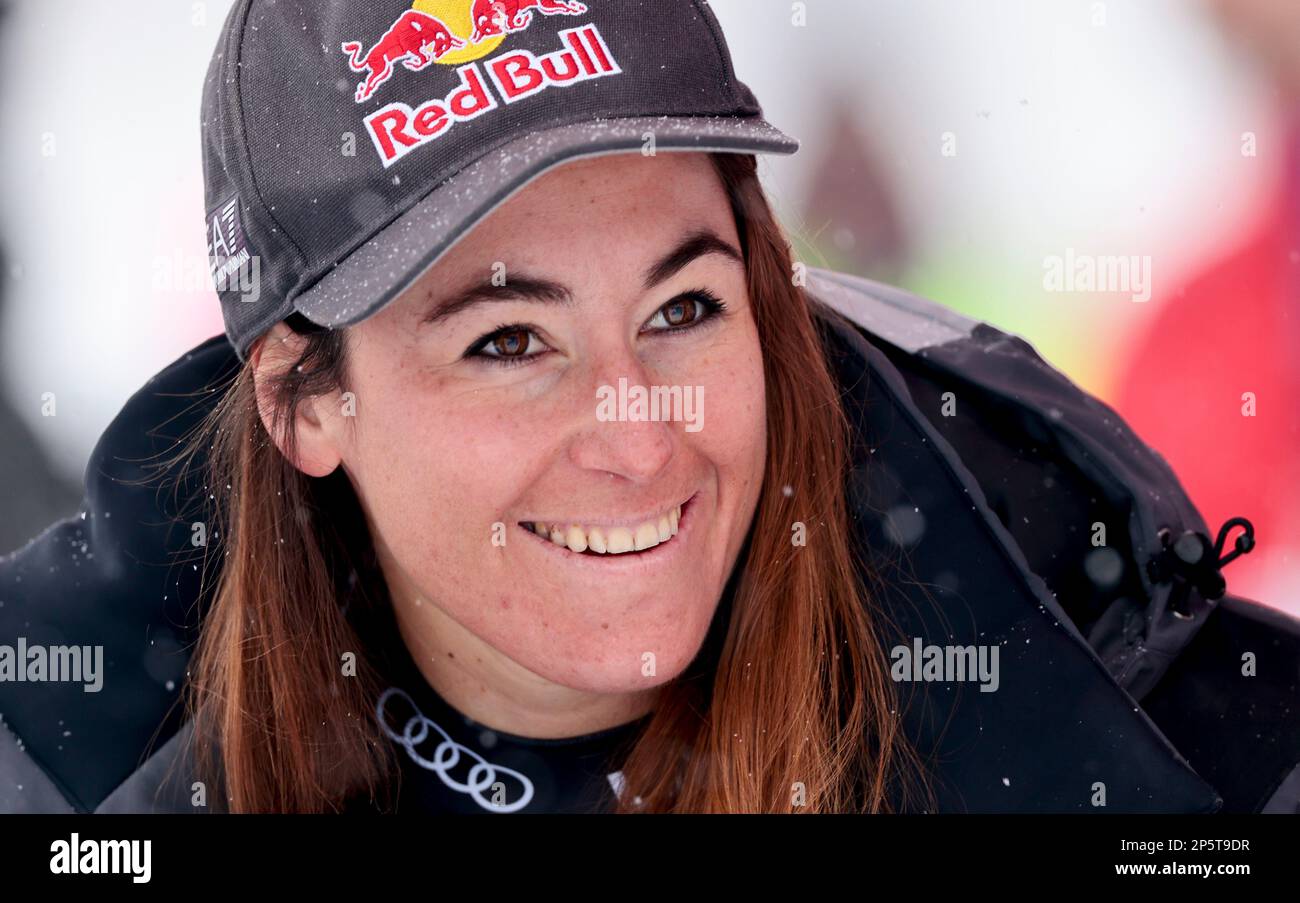 Kvitfjell 20230305.Sofia Goggia from Italy at the finish line after the ...