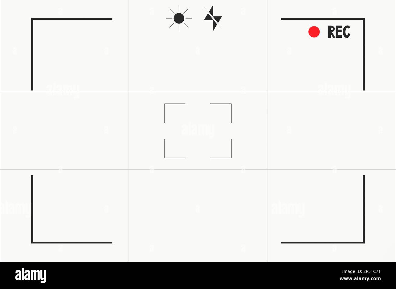 Video camera viewfinder overlay template, interface. Photo focus screen