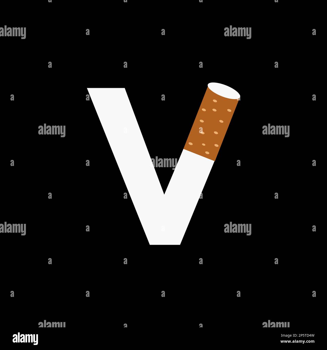 Letter V Smoke Logo Concept With Cigarette Icon. Tobacco Logo Vector