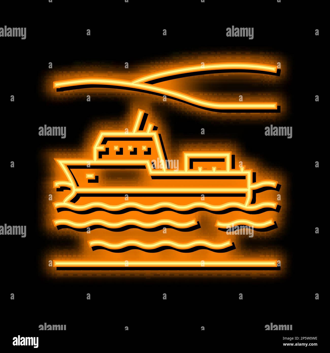 navigable river neon glow icon illustration Stock Vector