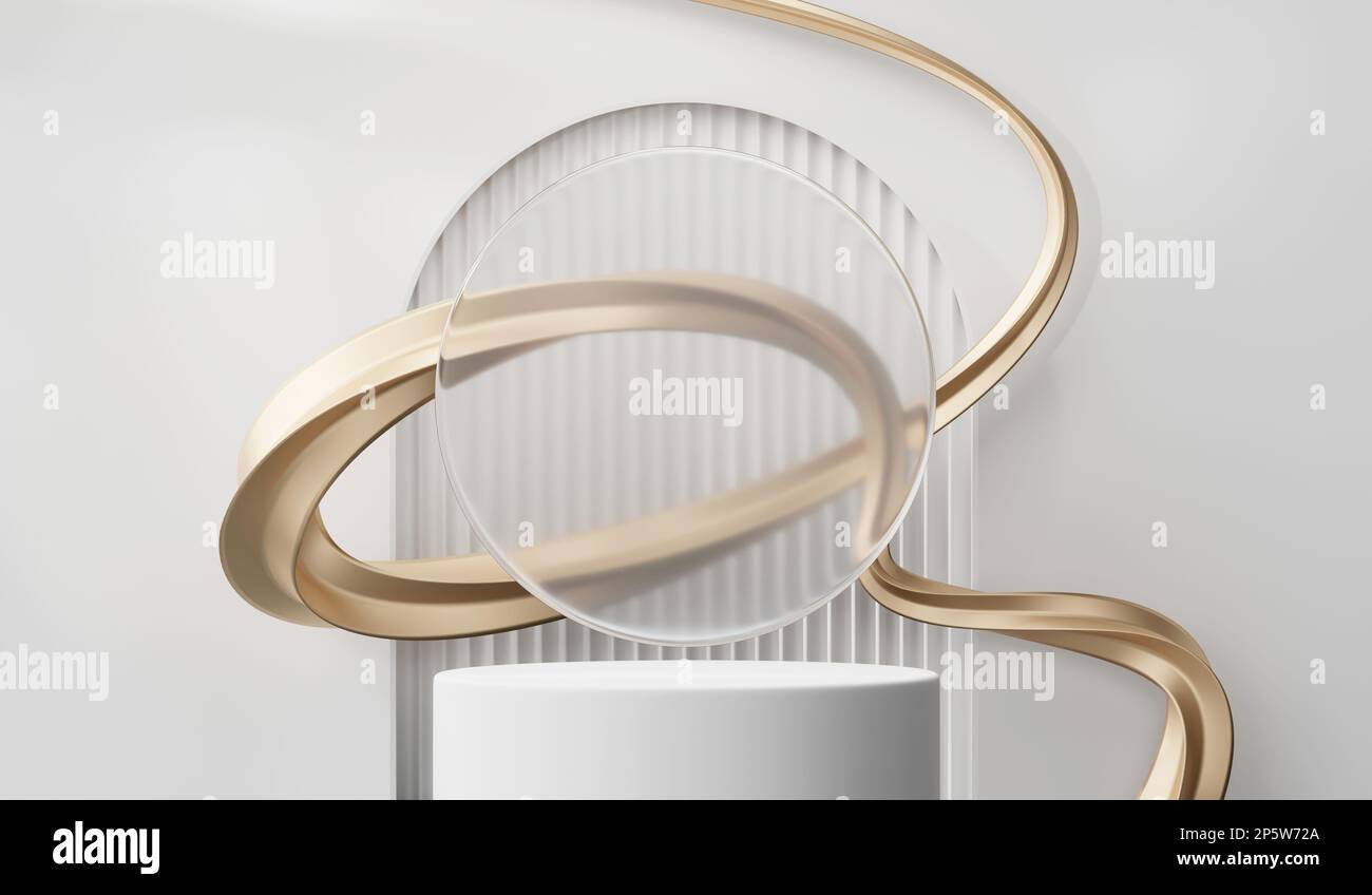 Abstract Golden Podium Platform For Product Display Showcase 3D ...