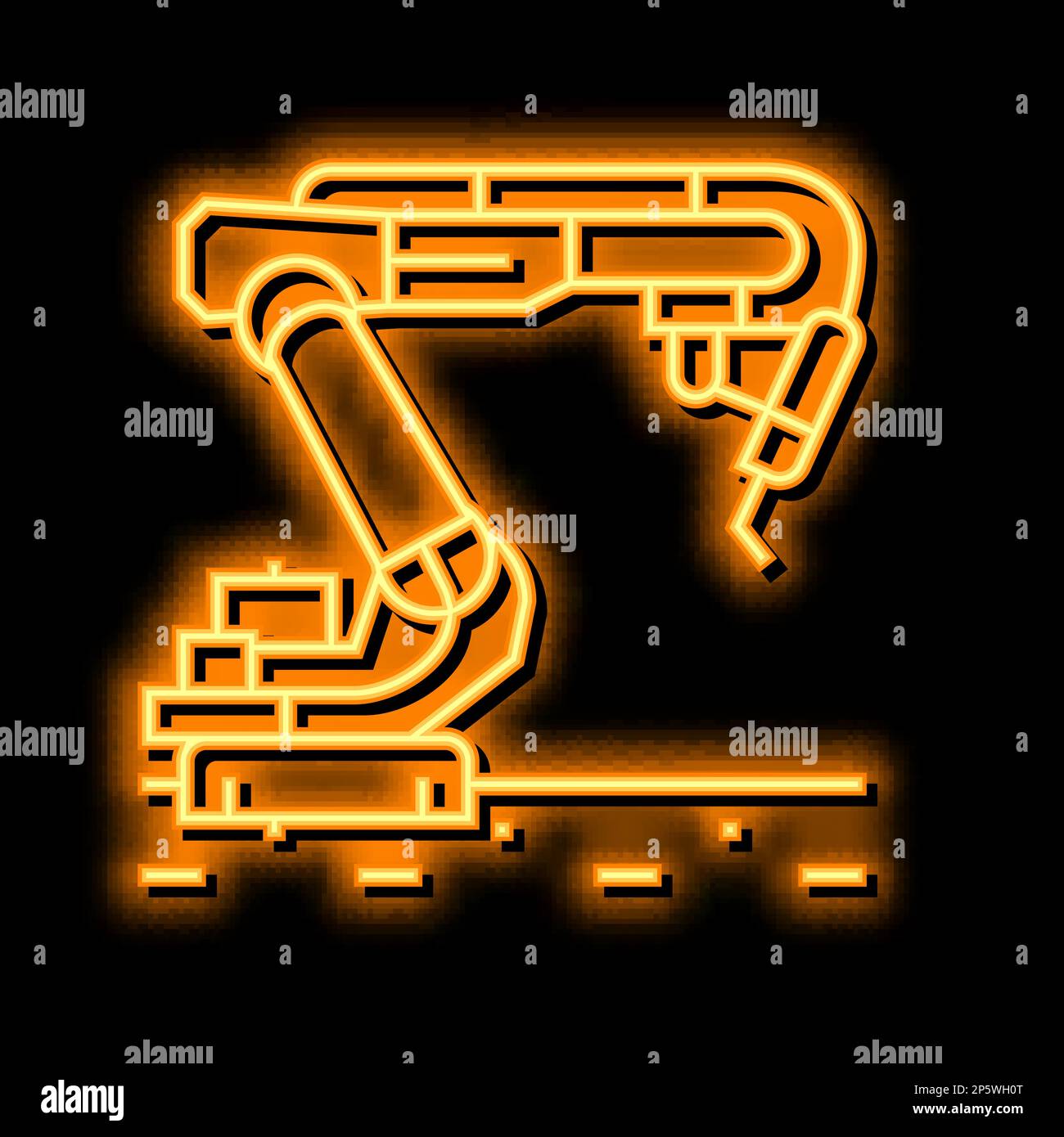 industrial robot arm neon glow icon illustration Stock Vector Image ...