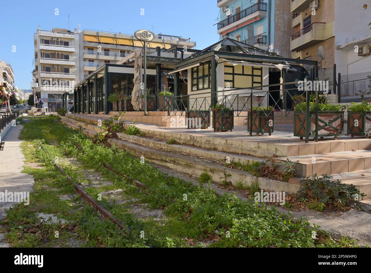 The disused former metre gauge railway station in Loutraki Greece, now