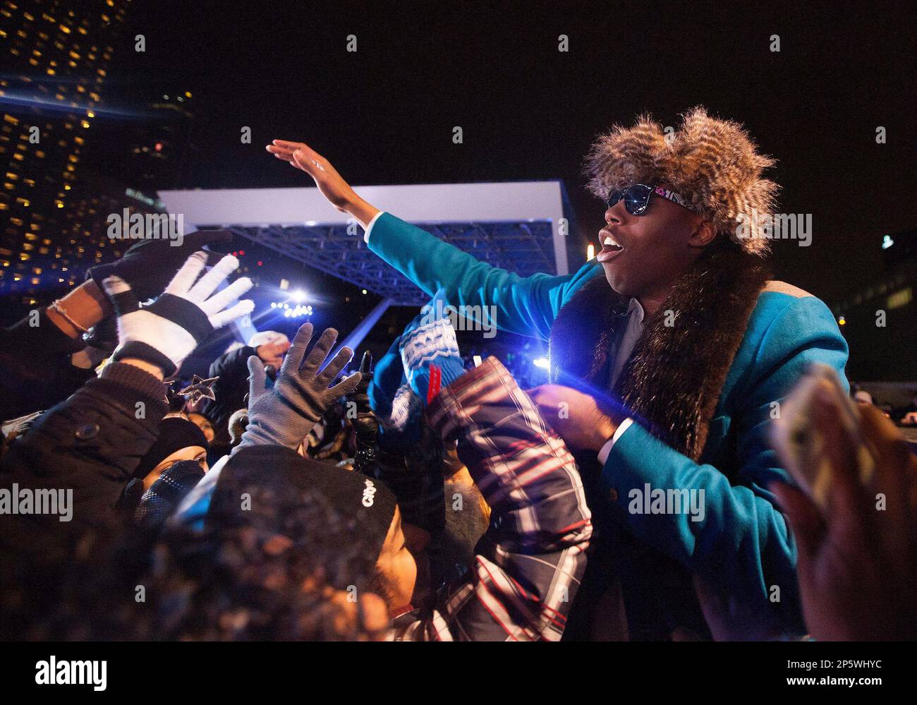Kardinal Rapper Canadian rapper Kardinal Offishall greets the crowd gathered at Nathan ...