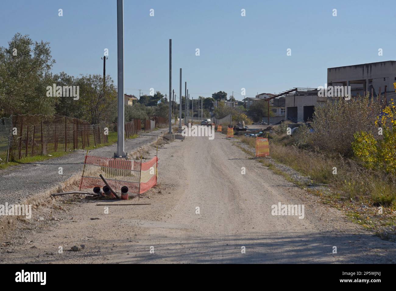 The new standard gauge railway line to Loutraki, Greece, currently