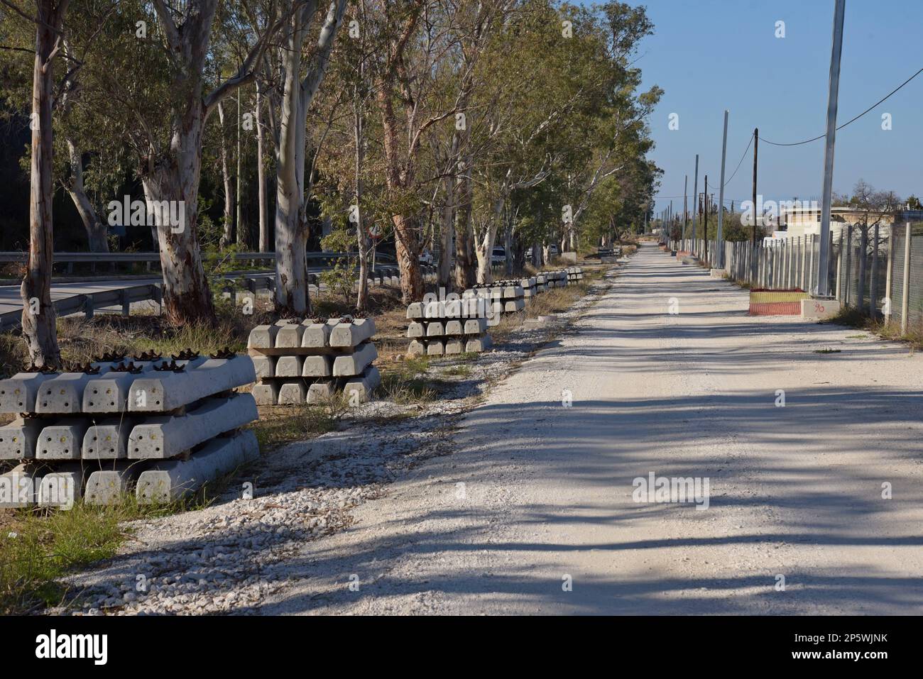 The new standard gauge railway line to Loutraki, Greece, currently