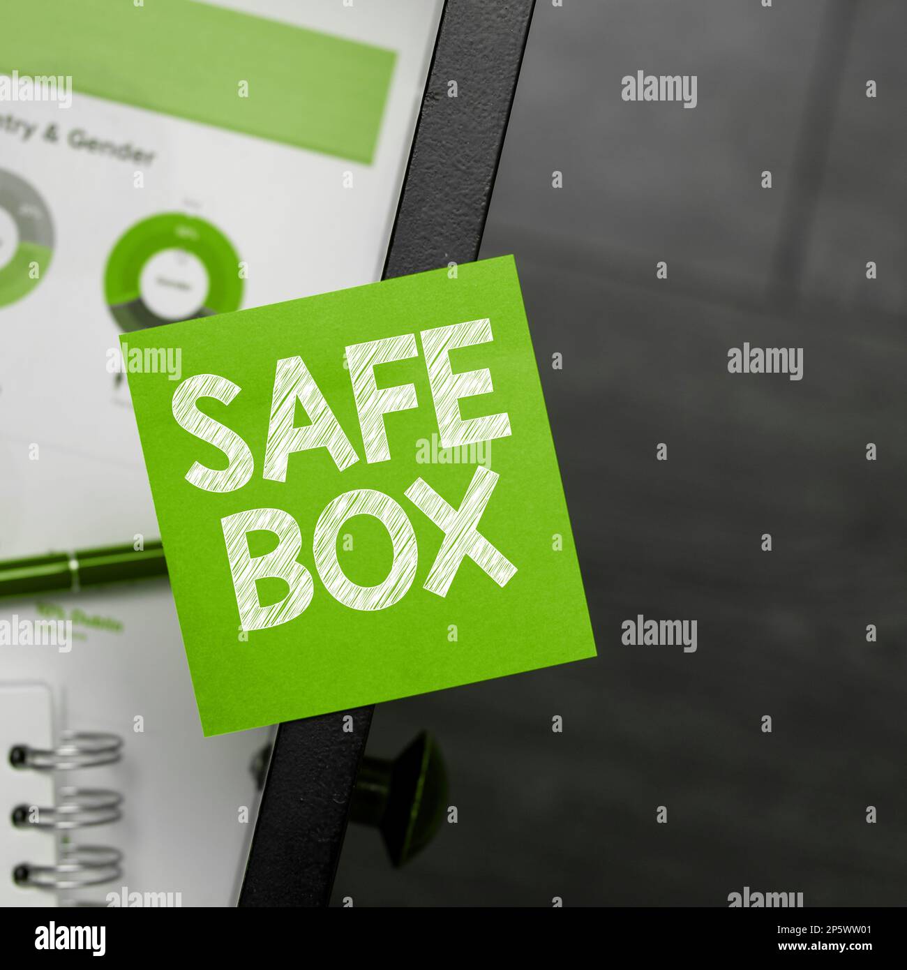 Safekeeper Box Sign Hand writing sign Safe Box. Business showcase A small structure where ...