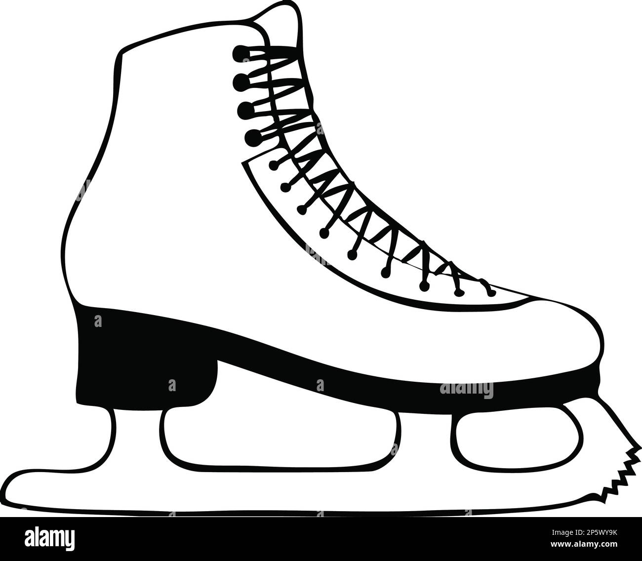 Ice Skate Black and White Illustration Stock Photo - Alamy