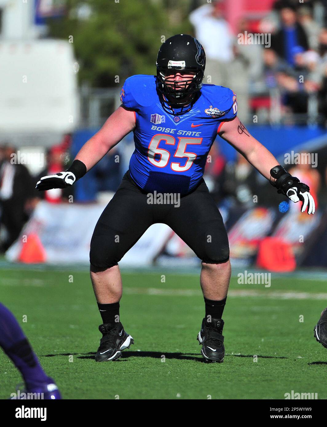 December 22, 2012: Matt Paradis #65 of Boise State during the Maaco Las  Vegas Bowl Football game between the Boise State Broncos and the Washington  Huskies at Sam Boyd Stadium in Las
