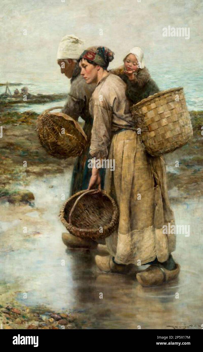 Les Moulières, Villerville. The Mussel Gatherers, Robert McGregor (Bradford, England, 1847 - 1922) c. 1902 Stock Photo