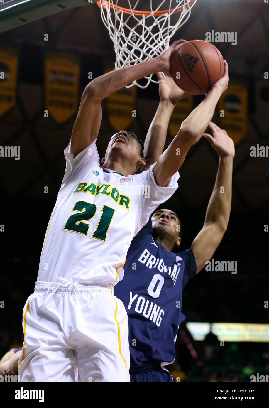 Baylor Isaiah Austin (21) Shoots Over Brigham Young's Brandon Davis 