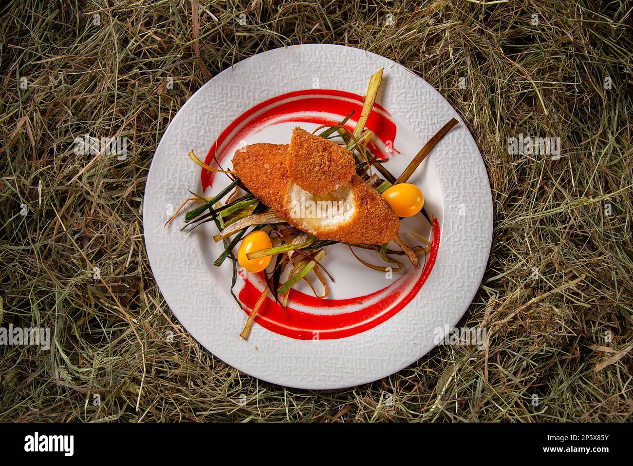Plate on the grass Stock Photo