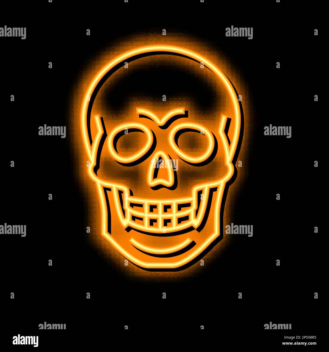 skull bone neon glow icon illustration Stock Vector