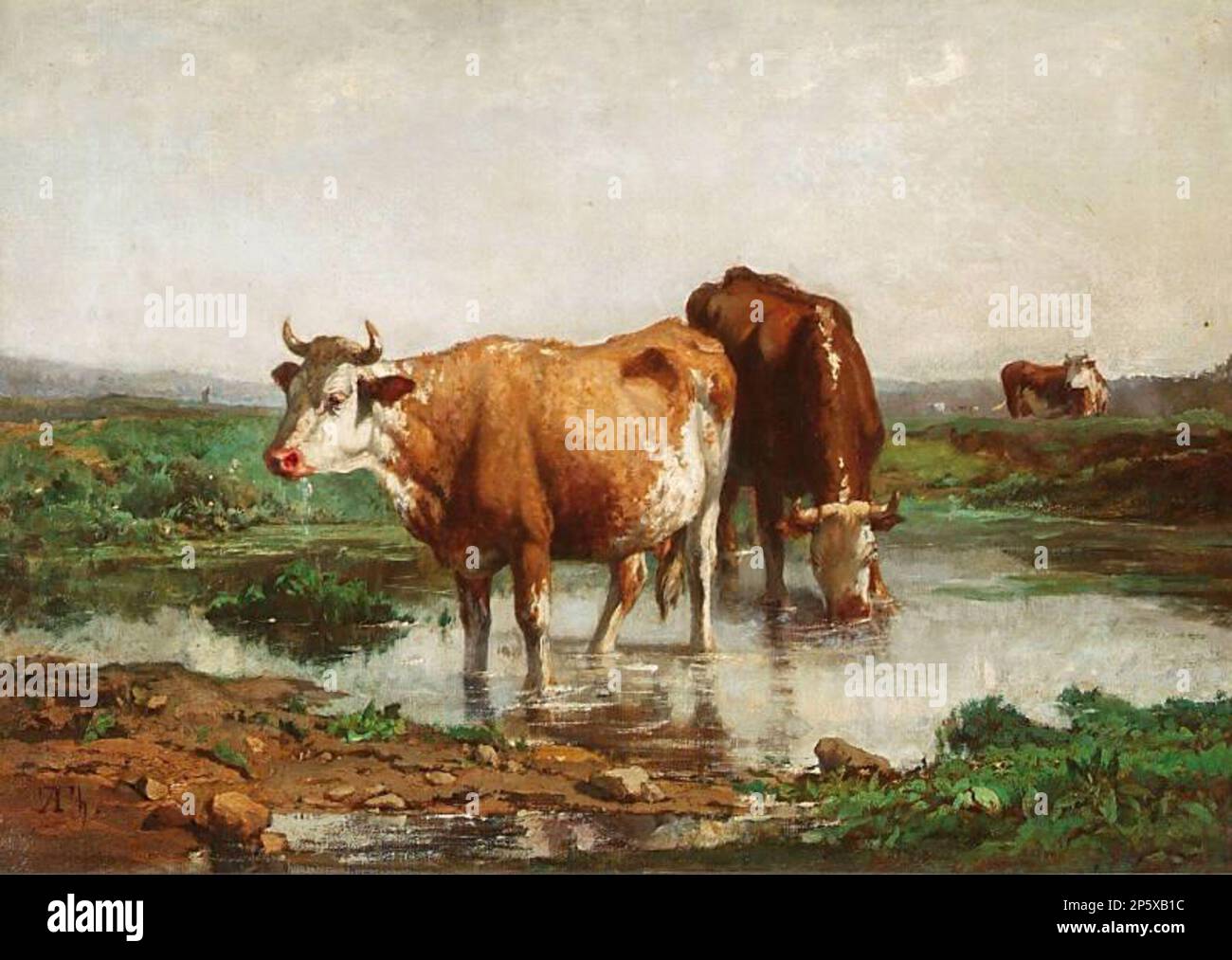 Landscape with Cows, Alexandre Thiollet (Paris, France, 1824 - 1895 ...