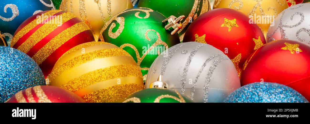 panoramiv view to many christmas baubles Stock Photo