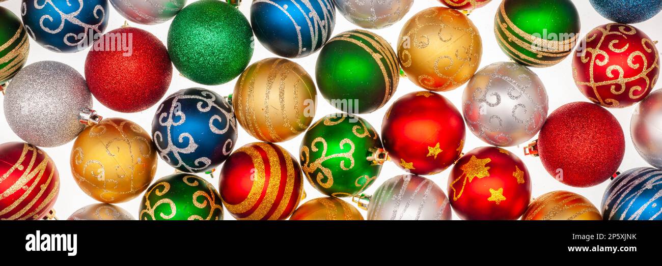 panoramiv view to many christmas baubles Stock Photo