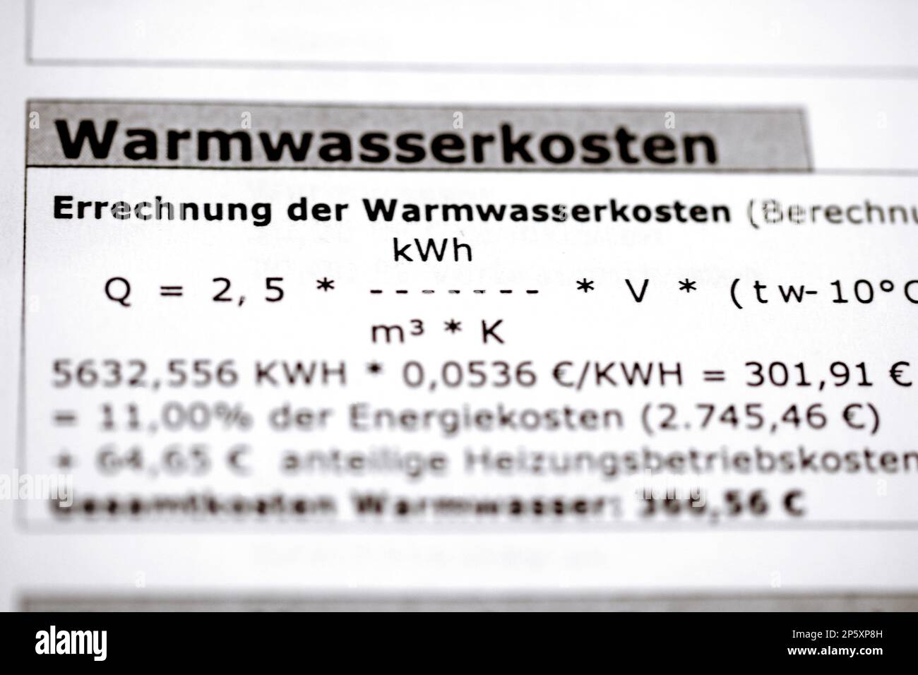 utilities statement, Warmwasserkosten, costs for warm water price