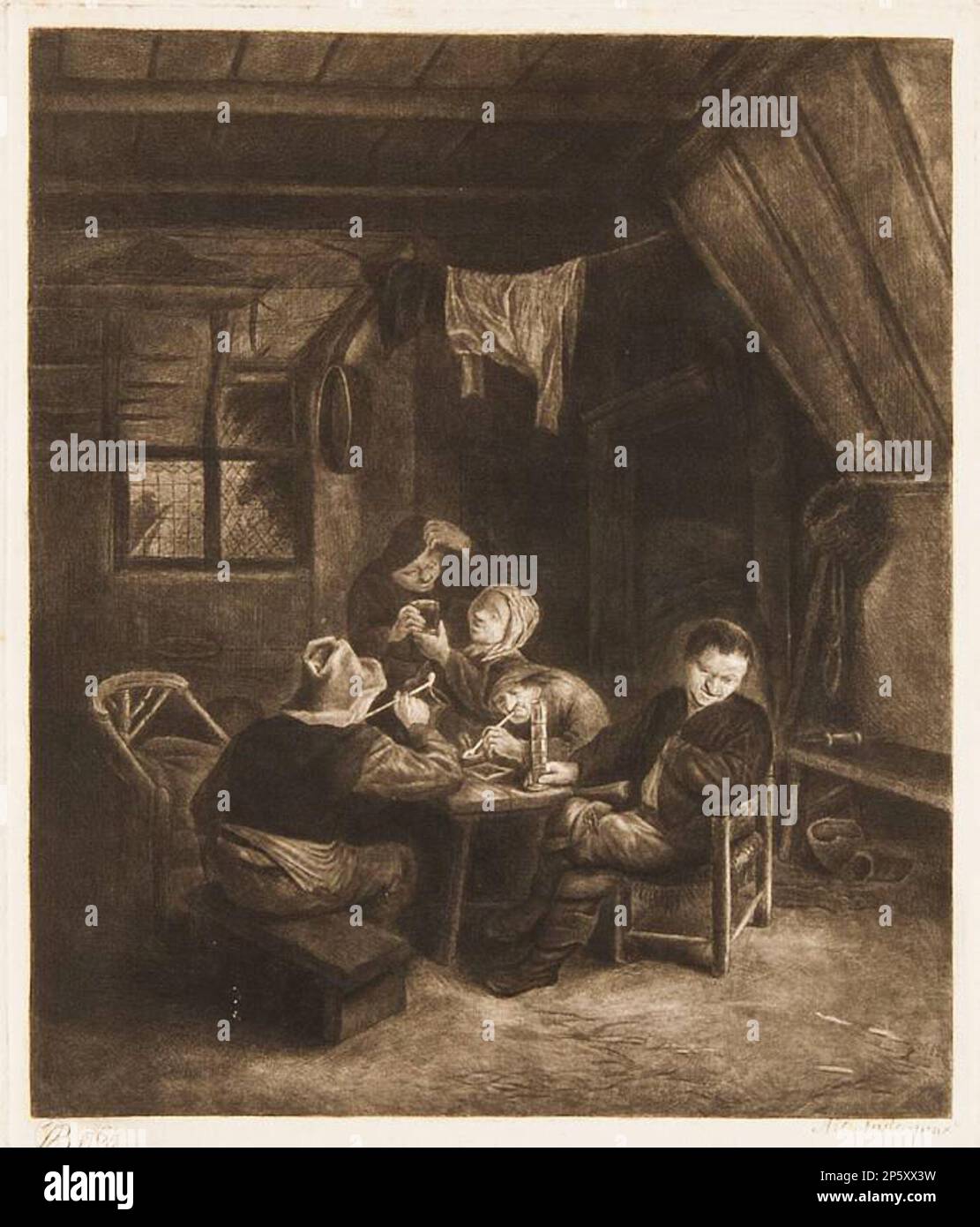 Dutch Interior with Peasants Drinking and Smoking, Captain William