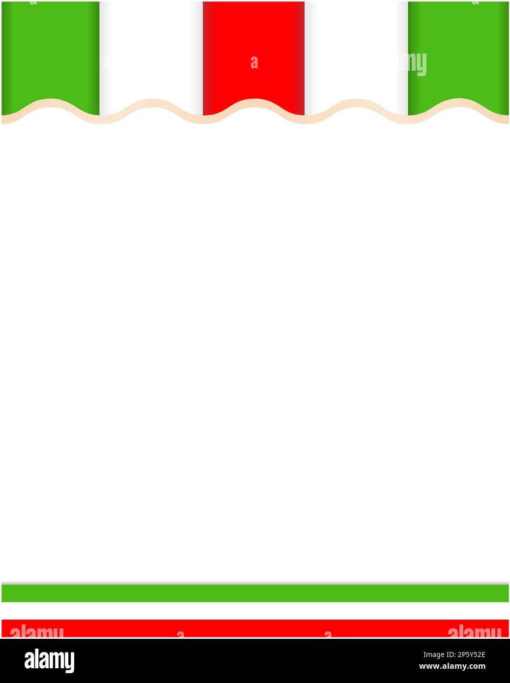 Italian green white red flag border frame with empty space for your text. Stock Vector