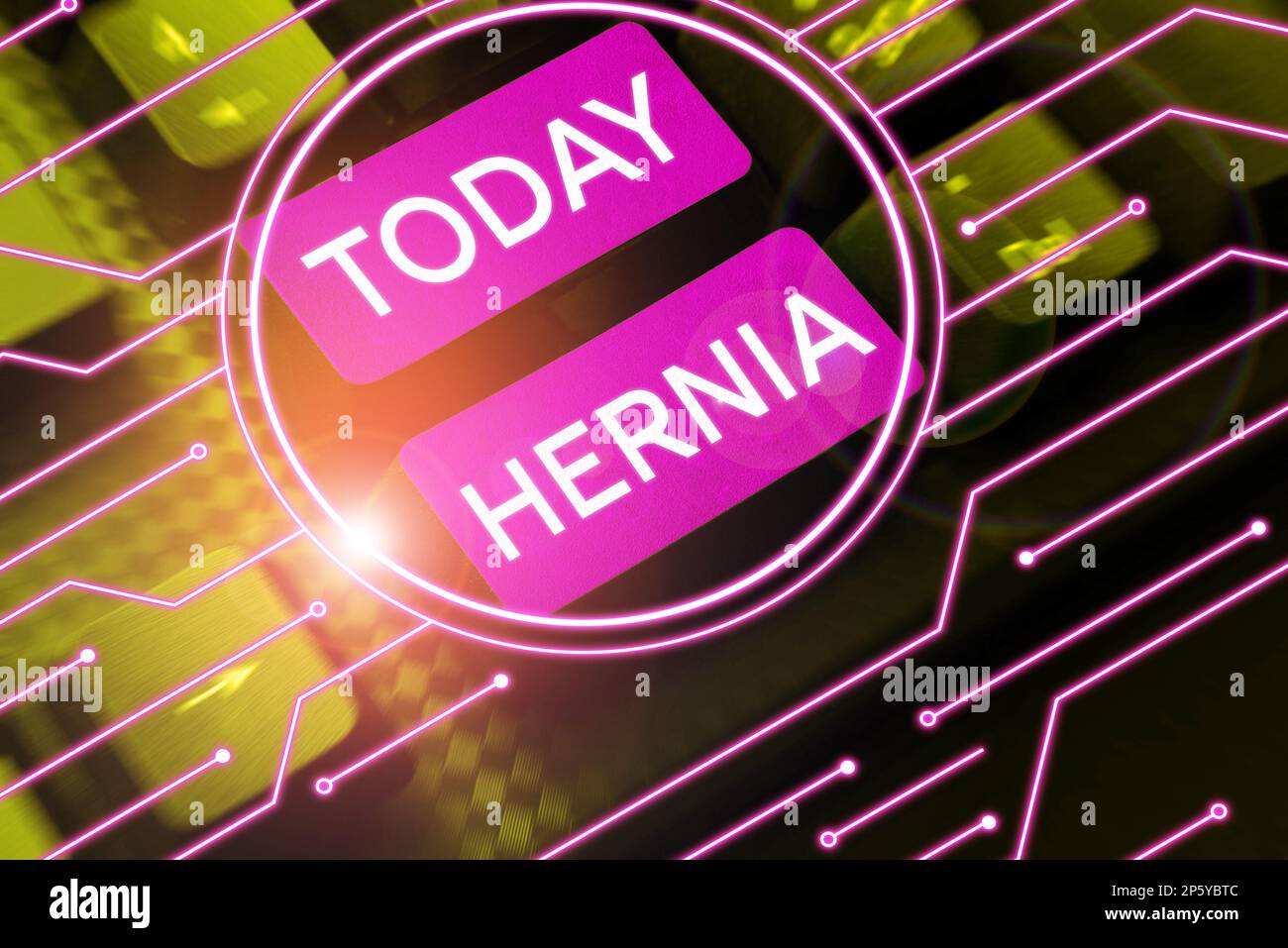 Text caption presenting hernia business concept abnormal exit of