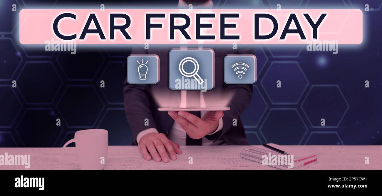 Text showing inspiration Car Free Day. Conceptual photo Environment ...