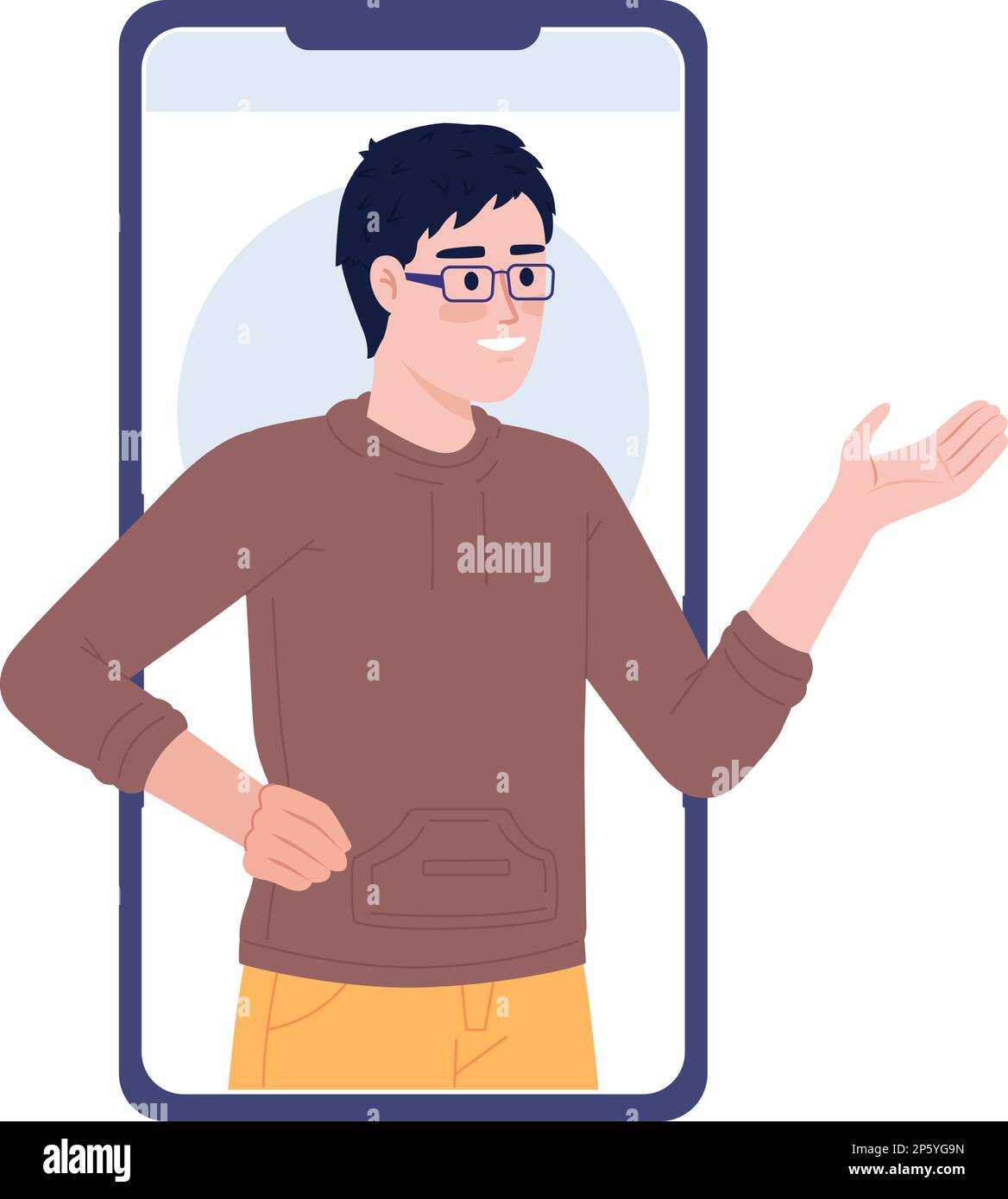 Personal virtual assistant on mobile phone flat concept vector spot ...