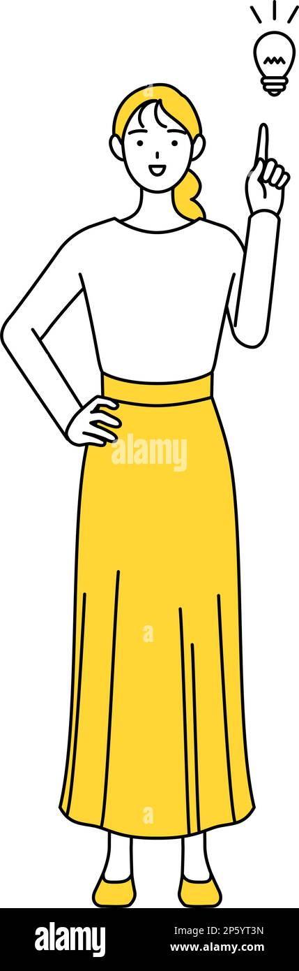 A casually dressed young woman coming up with an idea, Vector Illustration Stock Vector