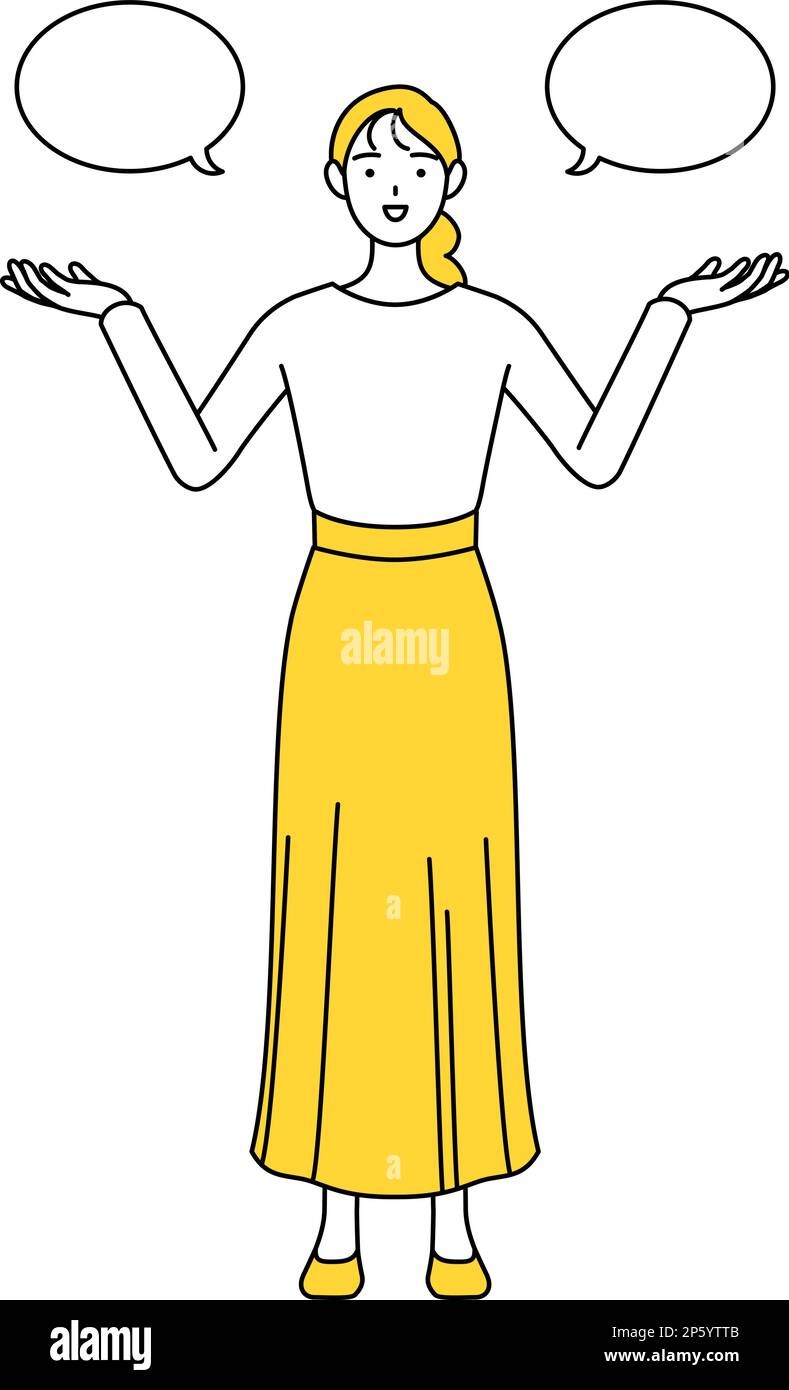 A casually dressed young woman with wipeout and comparison, Vector Illustration Stock Vector