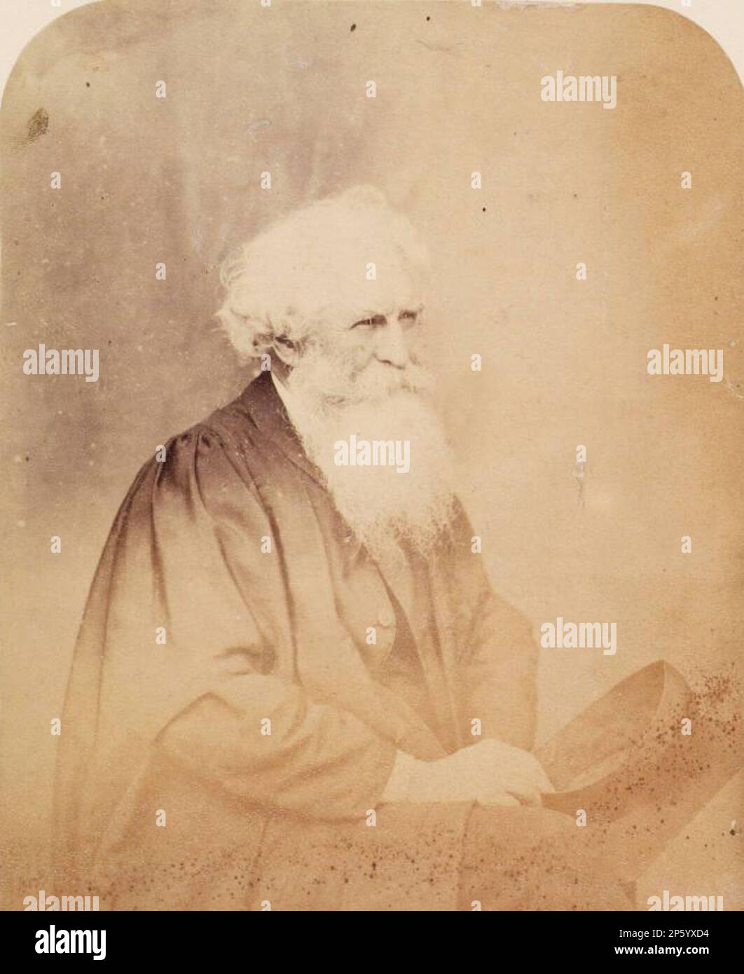 Thomas Combe in Cloak and Holding Mortar Board, from an album compiled by Sir John Everett Millais, Charles Dodgson (Daresbury, Cheshire, England, 1832 - 1898) 30 June 1860 Stock Photo