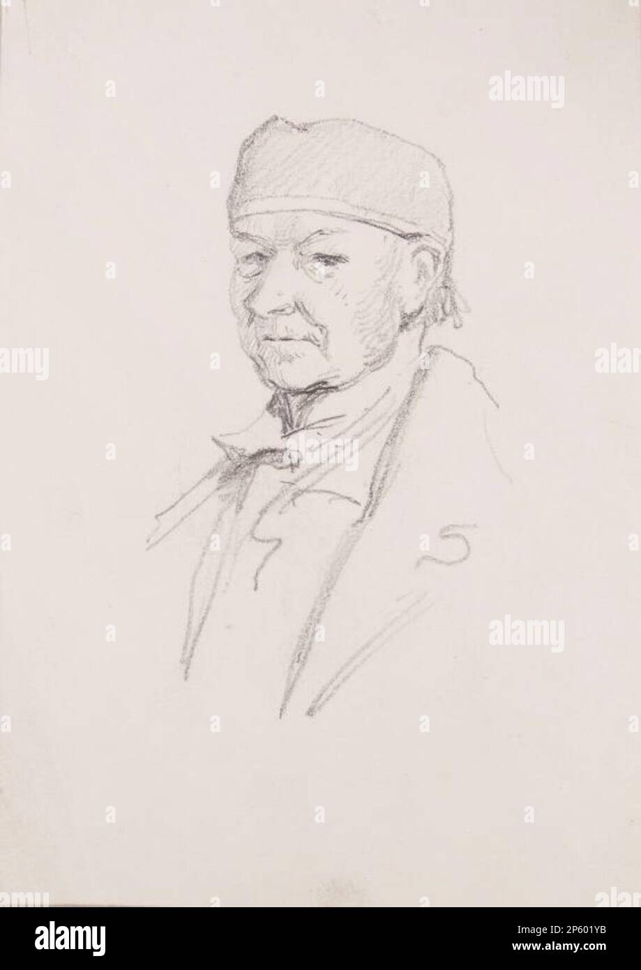 Portrait of a Man With a Hat (half-figure), John Phillip (Aberdeen, Scotland, 1817 - 1867) Stock Photo