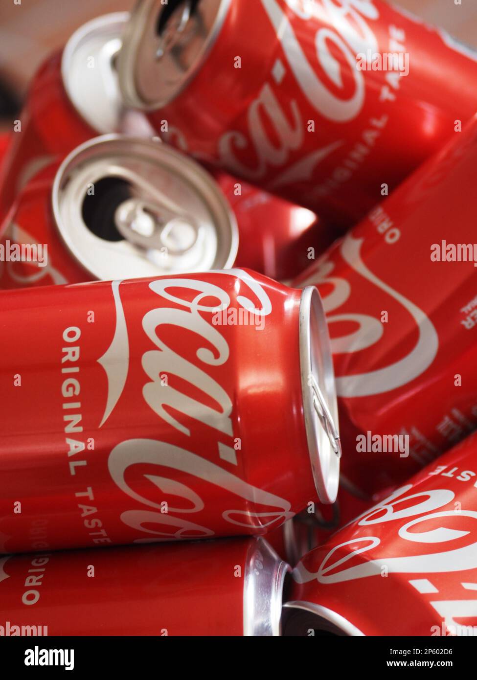 In this photo illustration, empty Coca-Cola cans Stock Photo - Alamy