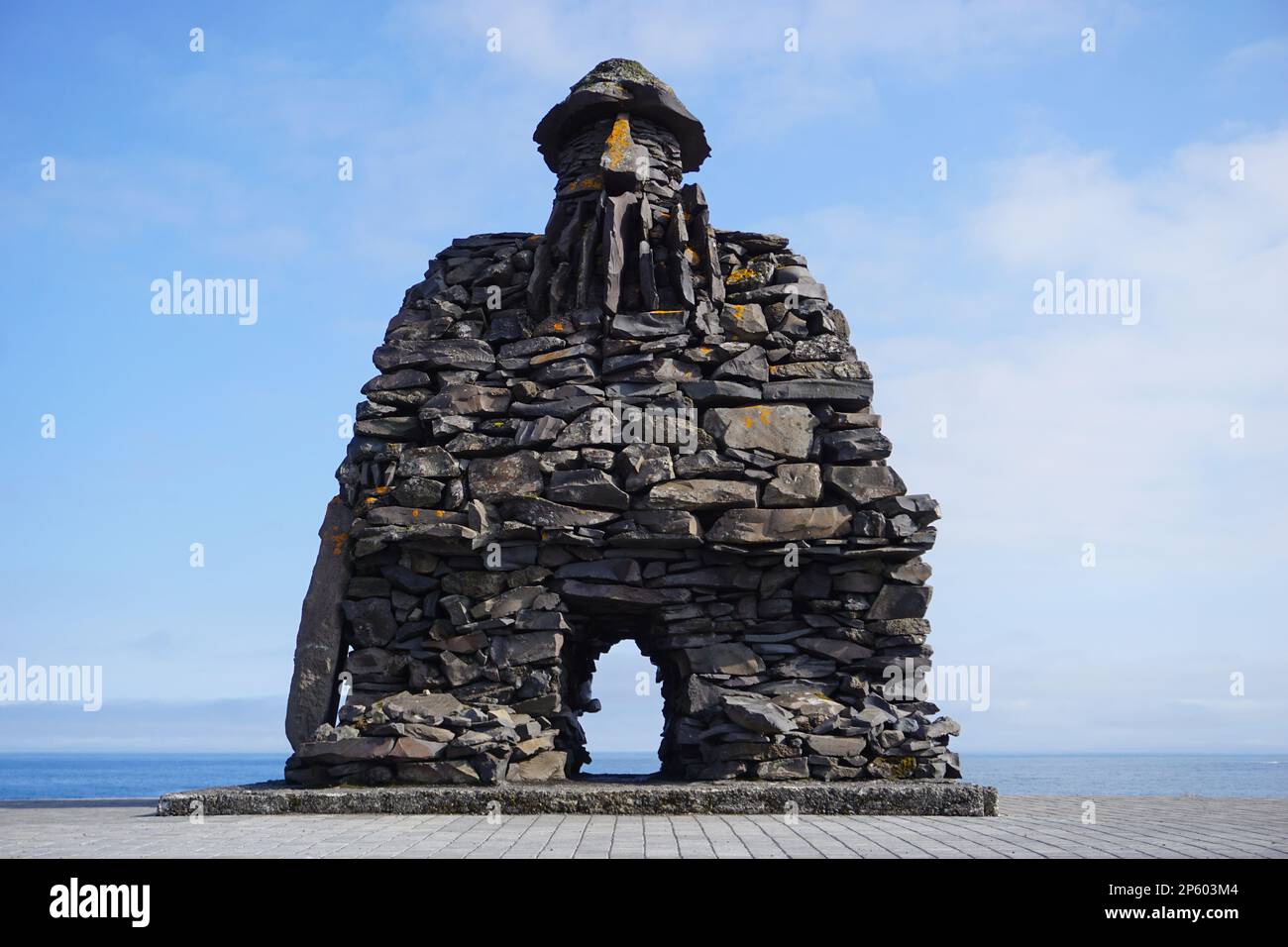 Arnastrapi, Iceland - August 6th, 2022 - Statue of Bardur Snaefellas troll made by Ragnar Kjartansson Stock Photo