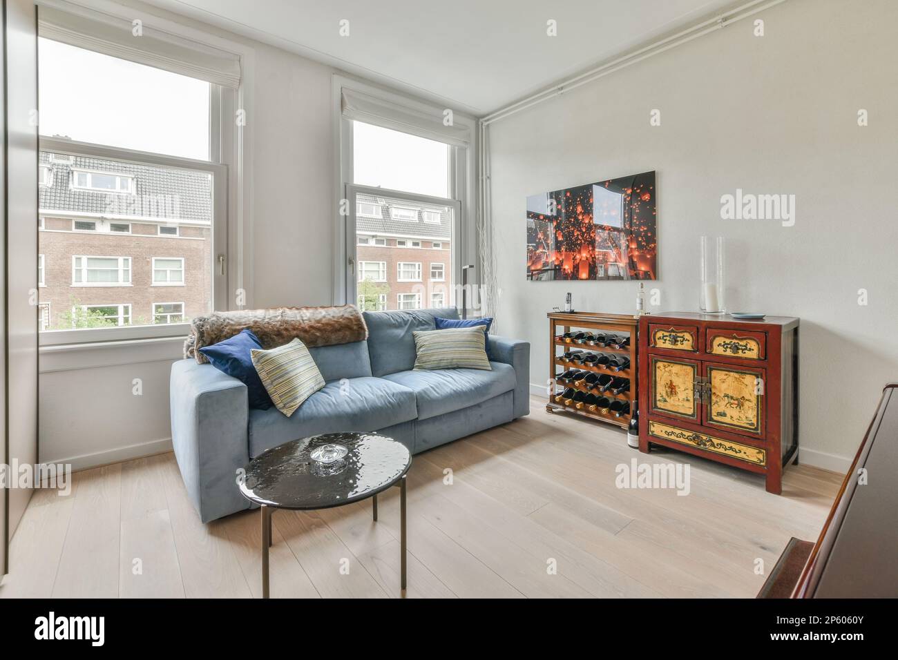 Amsterdam, Netherlands 10 April, 2021 a living room with a blue