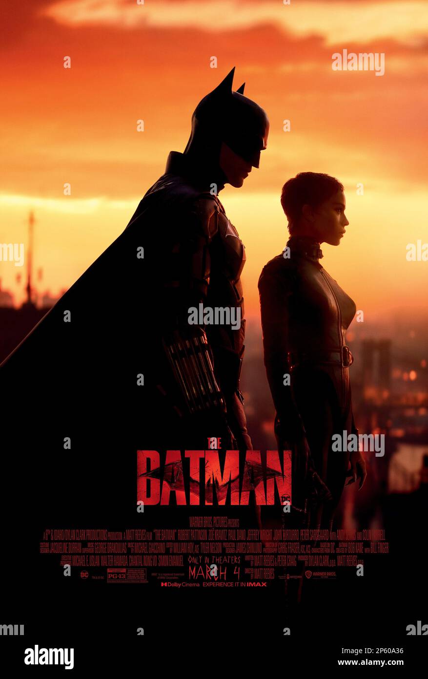 The Batman  Robert Pattinson & Zoe Kravitz poster Stock Photo