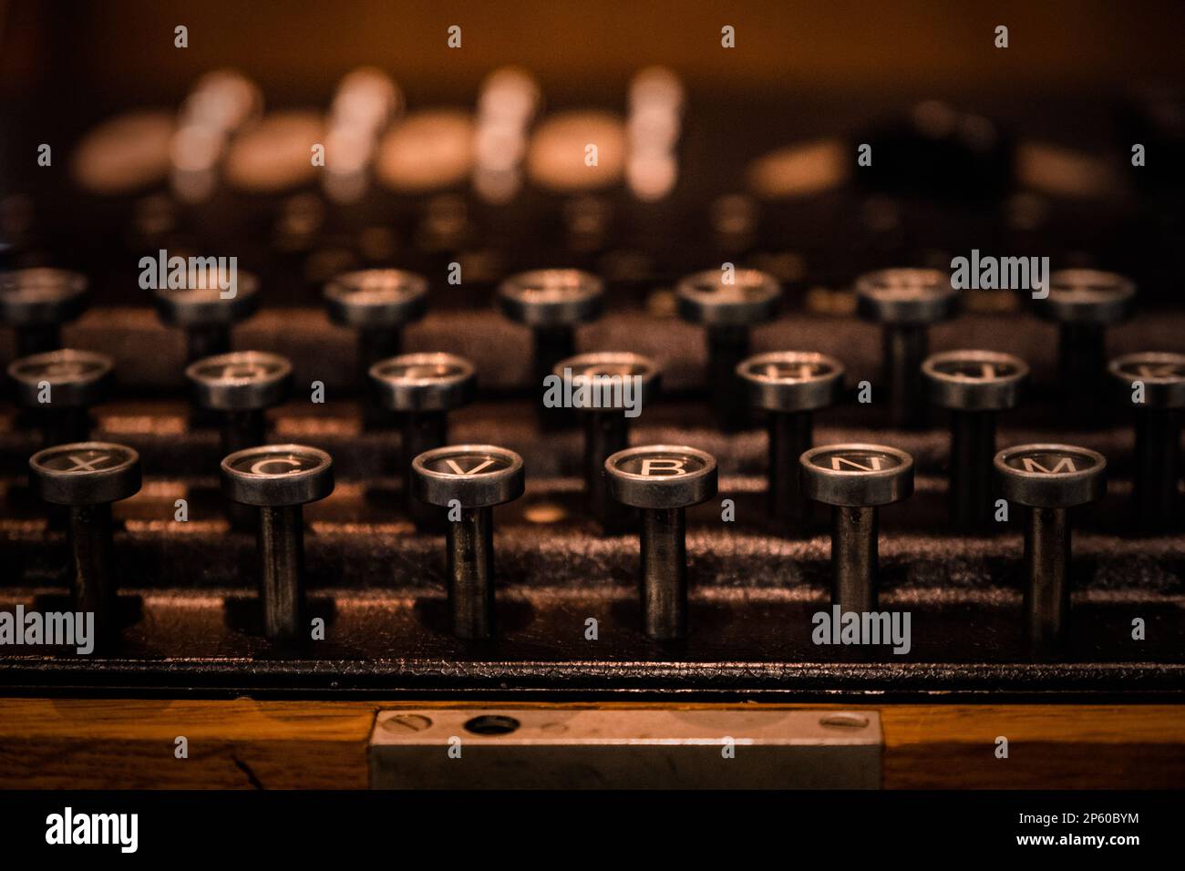 Rare German World War II naval 'Enigma' machine keyboard, bulbs and encryption rotors used by code breakers at Bletchley Park. Stock Photo