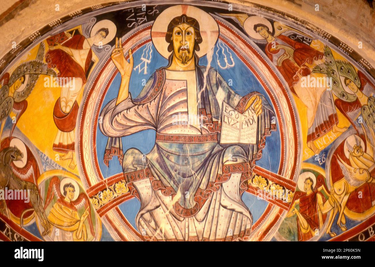 Pantocrator.Church of Sant Climent, Taull. Romanesque church. Taüll. Boí valley.Lleida province.  Catalonia. Spain Stock Photo