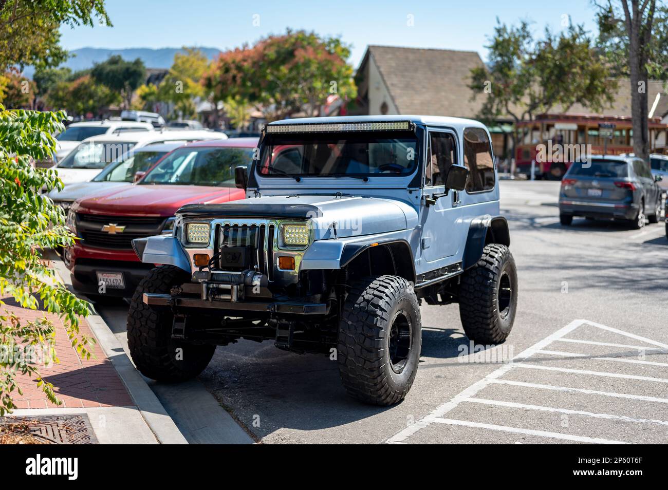 Front detail of a classic vintage Jeep Wrangler customized for off-roading  Stock Photo - Alamy