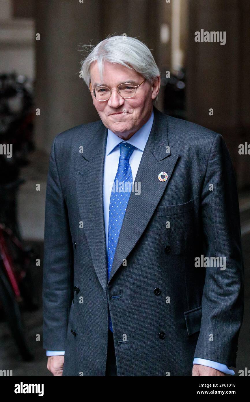 Downing Street, London, UK. 7th March 2023.  Andrew Mitchell MP, Minister of State (Minister for Development) in the Foreign, Commonwealth and Development Office, attends the weekly Cabinet Meeting at 10 Downing Street. Photo by Amanda Rose/Alamy Live News Stock Photo