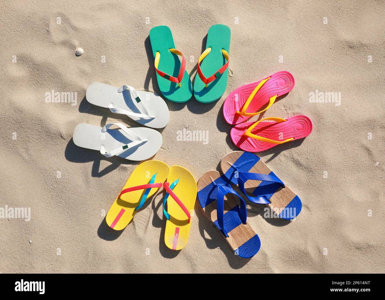 Stylish Striped Bag Slippers Seashell Sandy Beach Sea Stock Photo by  ©NewAfrica 616479018